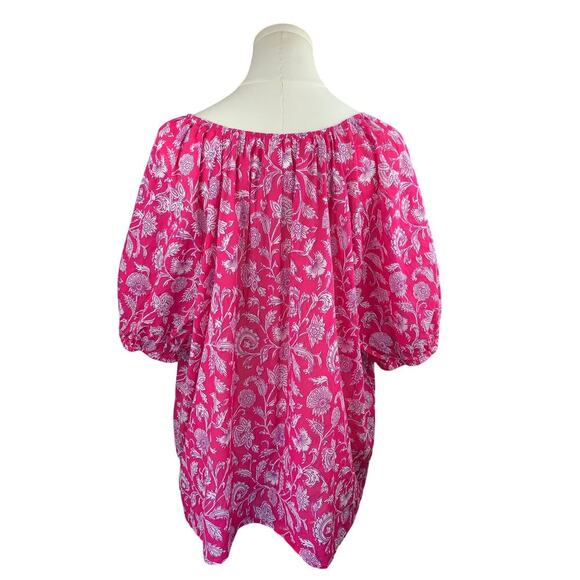 Destination 365 Women’s Pink Floral Blouse Size 1X – Half Sleeve Lightweight Top - Picture 2 of 7